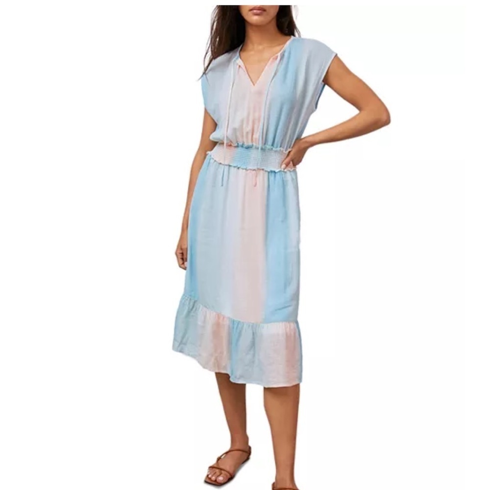Rails Linen ASHLYN SUNSET GRADIENT Midi lightweight Dress Beach Summer Women’s